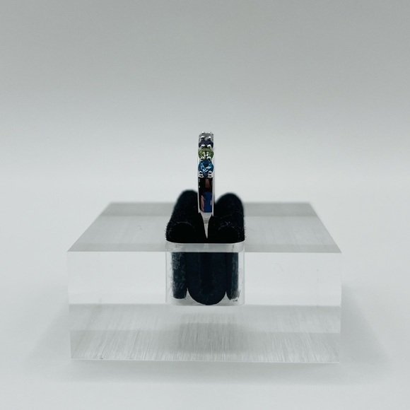 Genuine Multi-Gemstones Sterling Silver Ring - Picture 4 of 7